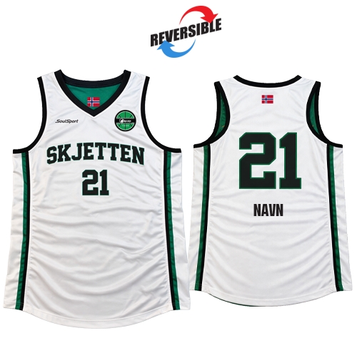 Hvit side av drakten