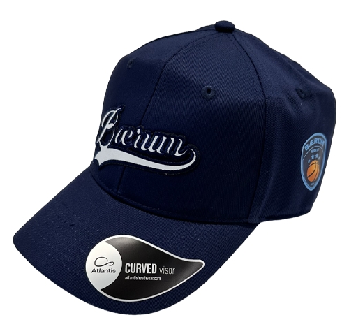 Baseball cap i merket Atlantis Hit med påtrykket 2 stk Bærum Basket logoer.